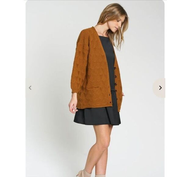 DRA Enzo Cardigan Mustard Yellow XS Lagenlook BOHO Oversized Casual Travel - Picture 2 of 6